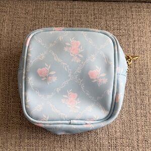 Stoney Clover Lane Blue and Pink Floral Cosmetic Bag